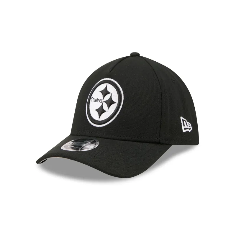 Pittsburgh Steelers Poly Black & White 39THIRTY M-Crown A-Frame Stretch Fit Hat made by New Era
