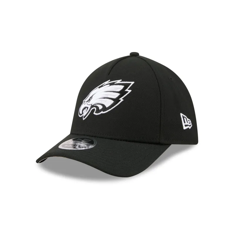 Philadelphia Eagles Poly Black & White 39THIRTY M-Crown A-Frame Stretch Fit Hat made by New Era
