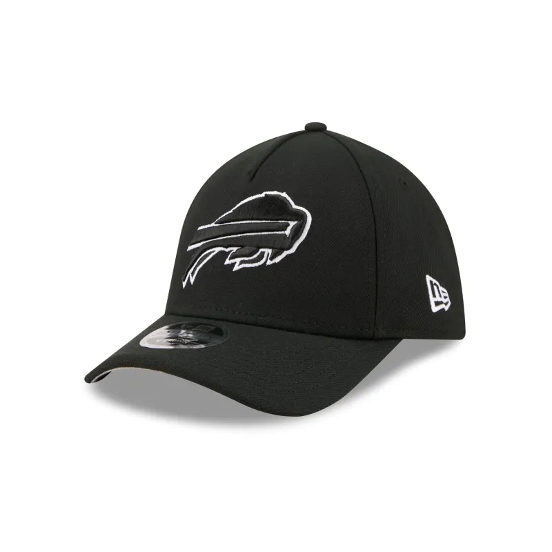 Buffalo Bills Poly Black & White 39THIRTY M-Crown A-Frame Stretch Fit Hat made by New Era