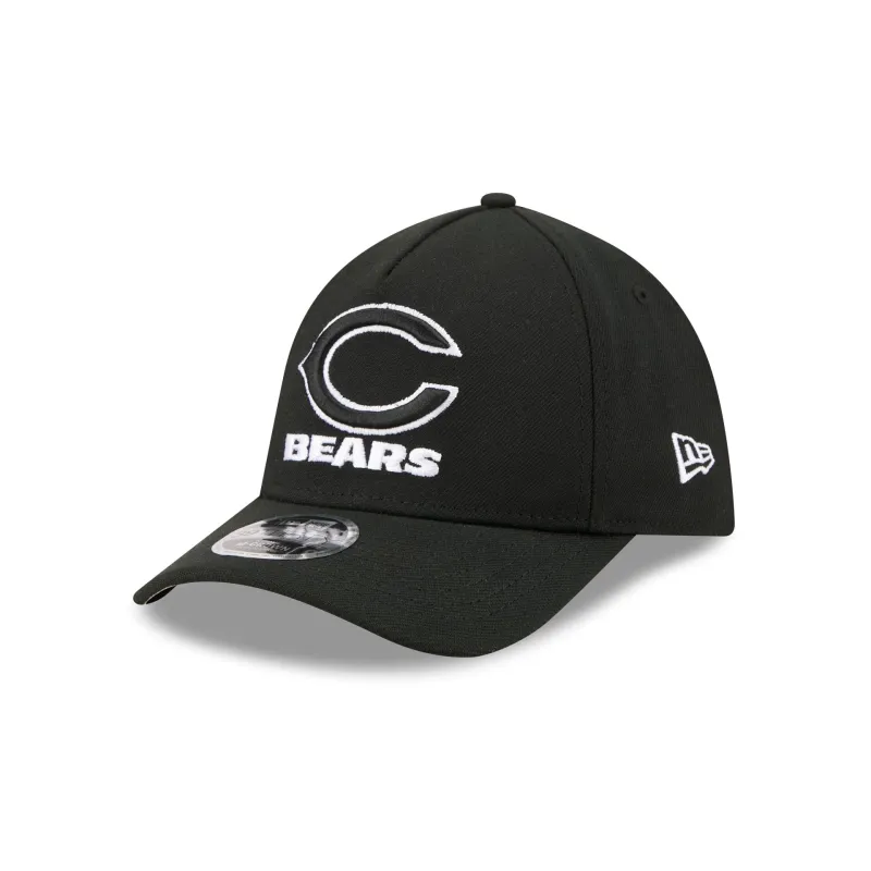 Chicago Bears Poly Black & White 39THIRTY M-Crown A-Frame Stretch Fit Hat made by New Era