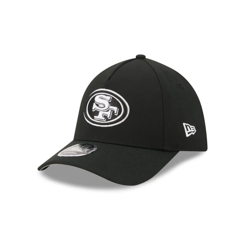 San Francisco 49ers Poly Black & White 39THIRTY M-Crown A-Frame Stretch Fit Hat made by New Era