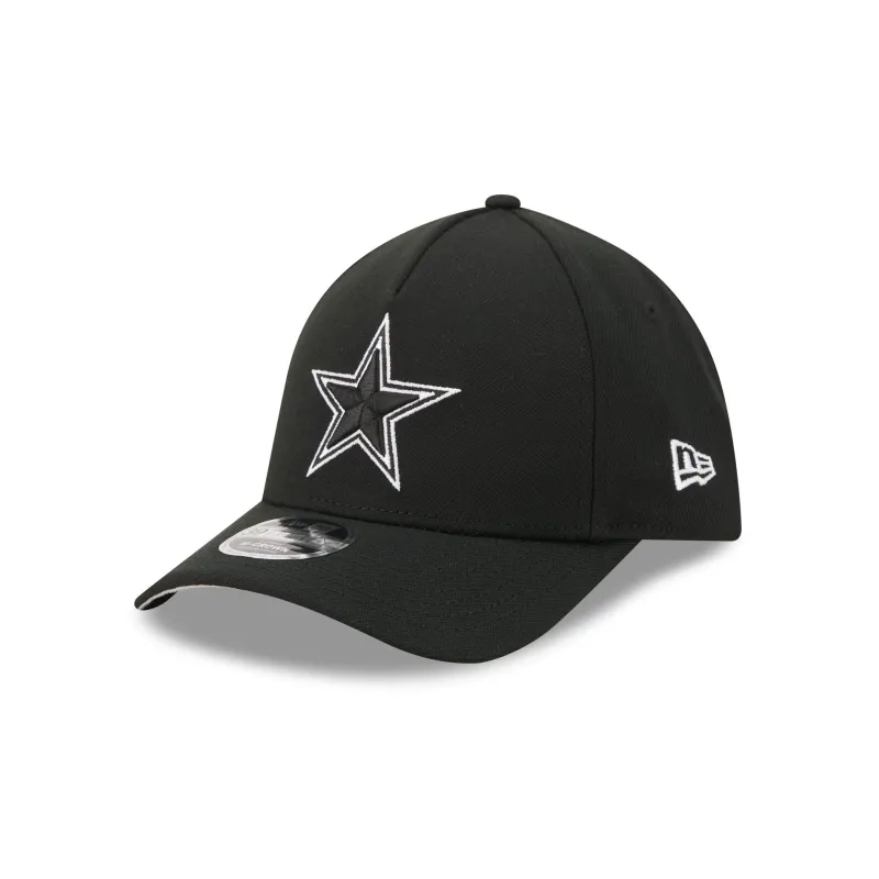 Dallas Cowboys Poly Black & White 39THIRTY M-Crown A-Frame Stretch Fit Hat made by New Era