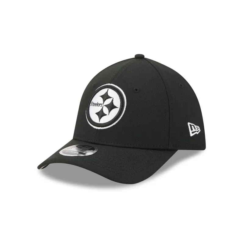 Pittsburgh Steelers Poly Black & White 39THIRTY M-Crown Stretch Fit Hat made by New Era