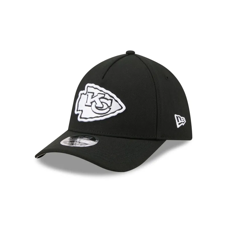 Kansas City Chiefs Poly Black & White 39THIRTY M-Crown A-Frame Stretch Fit Hat made by New Era
