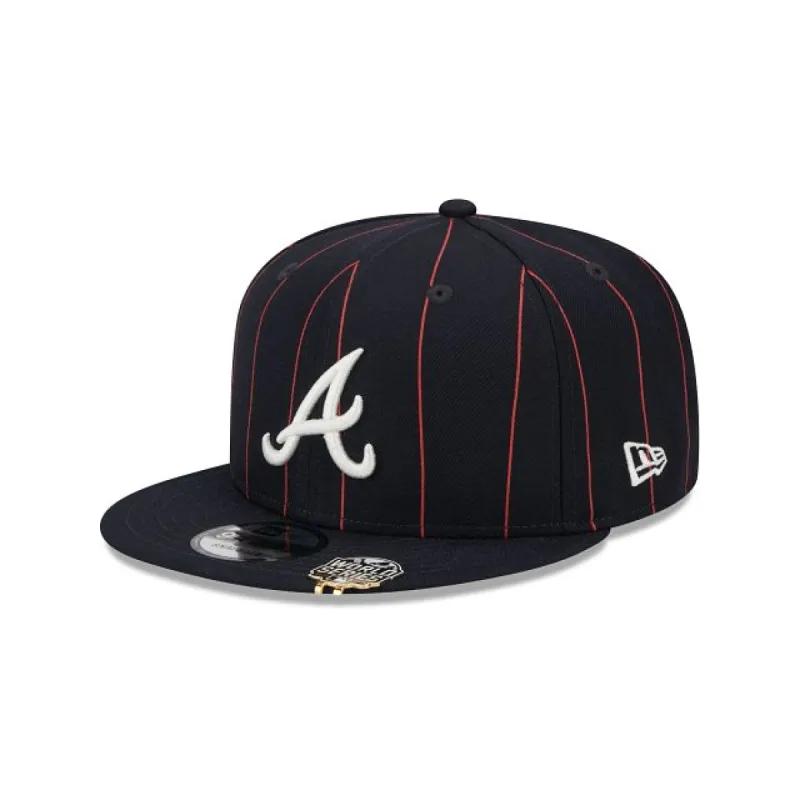 Atlanta Braves Pinstripe Visor Clip 9FIFTY Snapback Hat sold by New Era