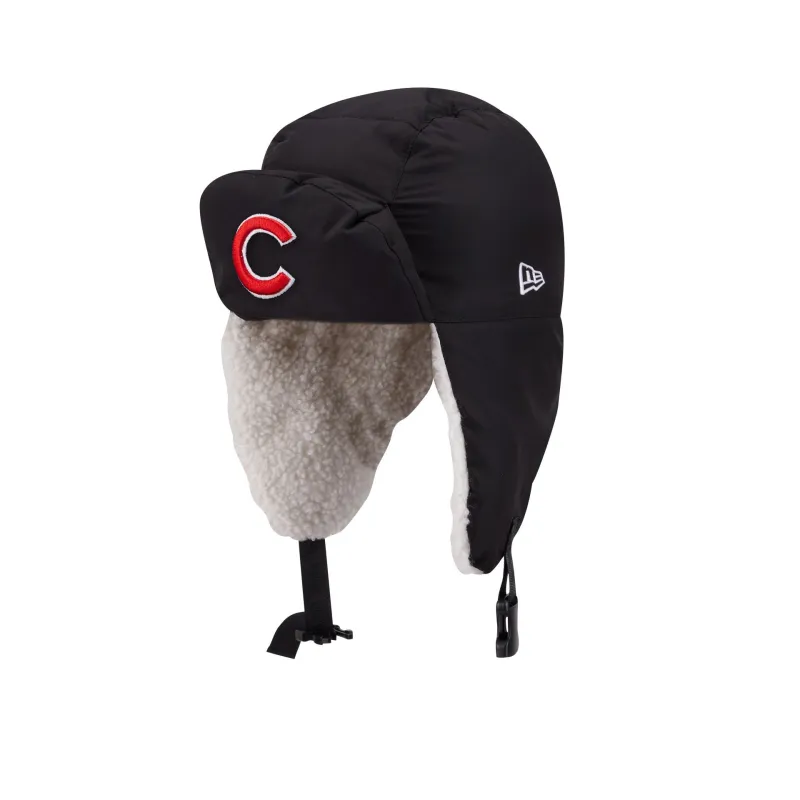 Alpha Industries x Chicago Cubs Black Puffer Trapper Hat made by New Era