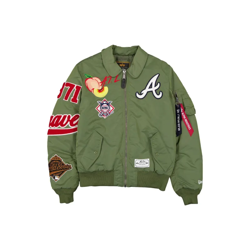 Alpha Industries x Atlanta Braves Sage Green MA-1 Flight Jacket made by New Era