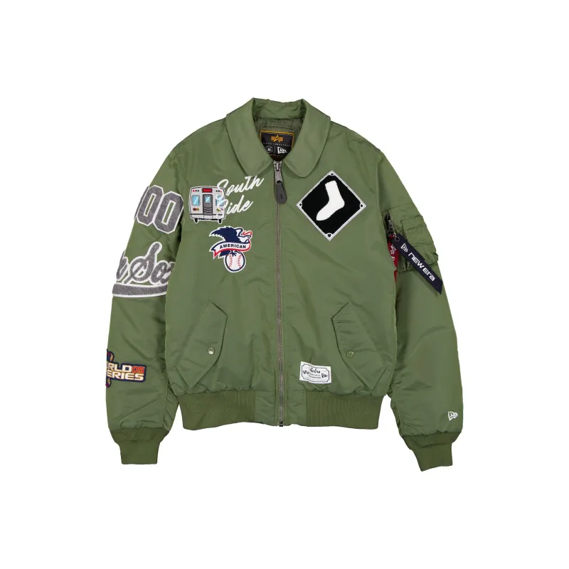 Alpha Industries x Chicago White Sox Sage Green MA-1 Flight Jacket made by New Era