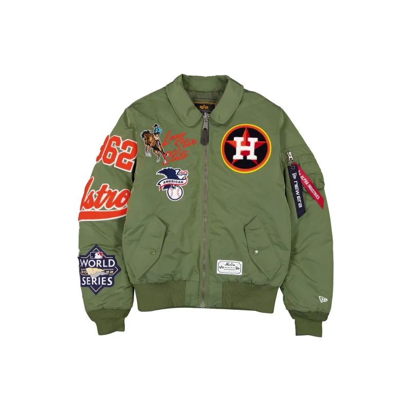 Alpha Industries x Houston Astros Sage Green MA-1 Flight Jacket made by New Era