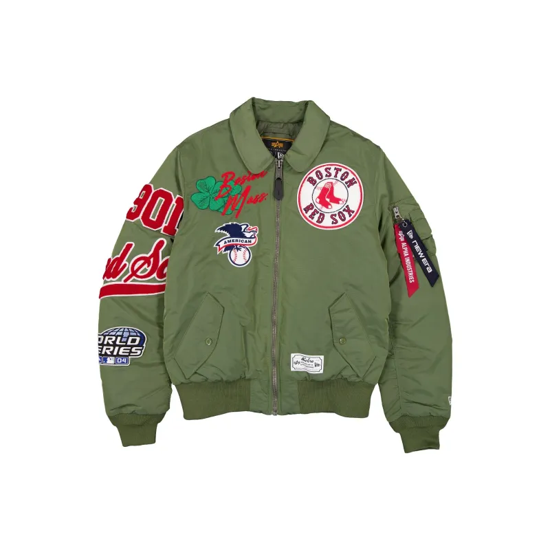 Alpha Industries x Boston Red Sox Sage Green MA-1 Flight Jacket made by New Era
