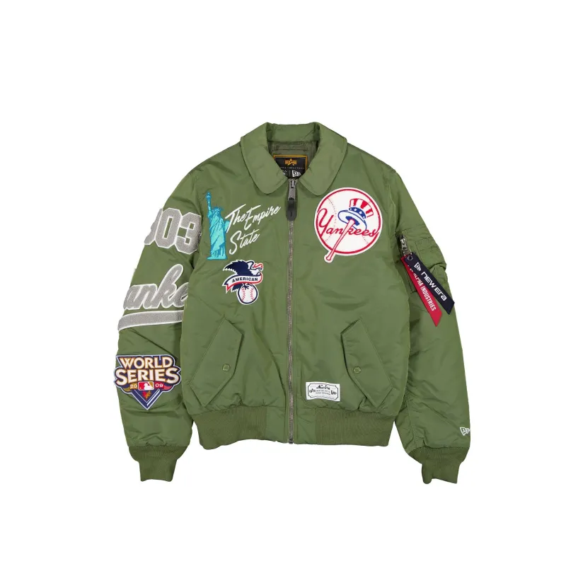 Alpha Industries x New York Yankees Sage Green MA-1 Flight Jacket made by New Era