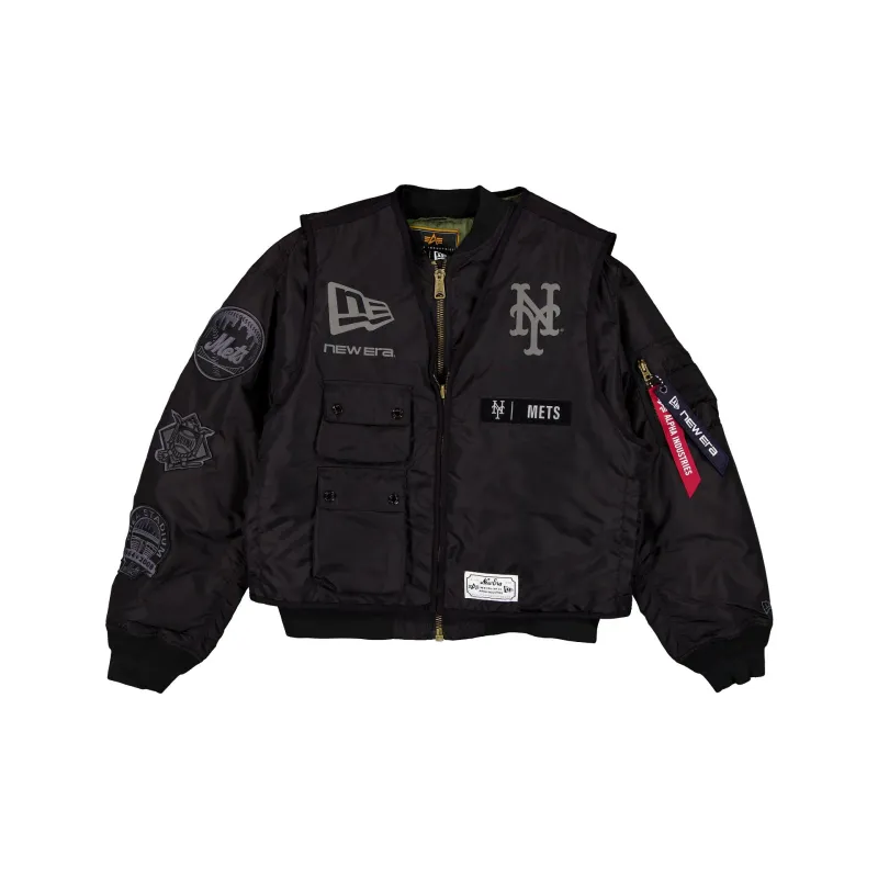 Alpha Industries x New York Mets Black 2-in-1 MA-1 Flight Jacket + Vest made by New Era