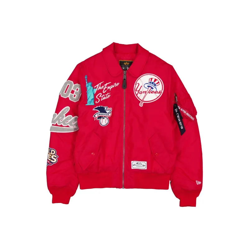 Alpha Industries x New York Yankees Scarlet MA-1 Flight Jacket made by New Era