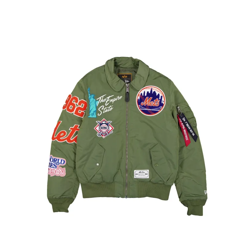 Alpha Industries x New York Mets Sage Green MA-1 Flight Jacket made by New Era