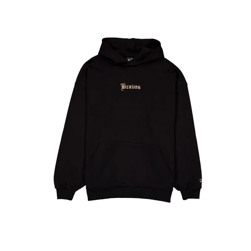 Atlanta Braves Gothic Lettering Black Hoodie made by New Era