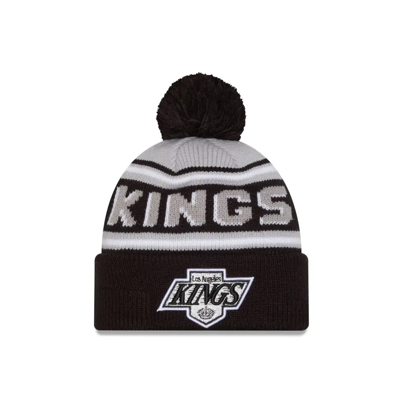 Los Angeles Kings Stripe Wordmark Pom Knit Hat made by New Era