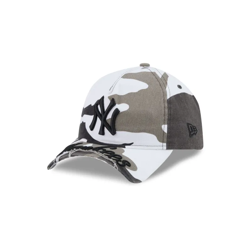New York Yankees Washed Camo 9FORTY A-Frame Unstructured Cut-Off Visor Snapback Hat made by New Era