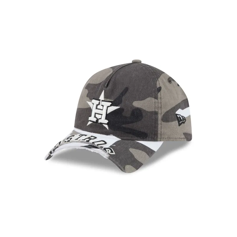 Houston Astros Washed Camo 9FORTY A-Frame Unstructured Cut-Off Visor Snapback Hat made by New Era