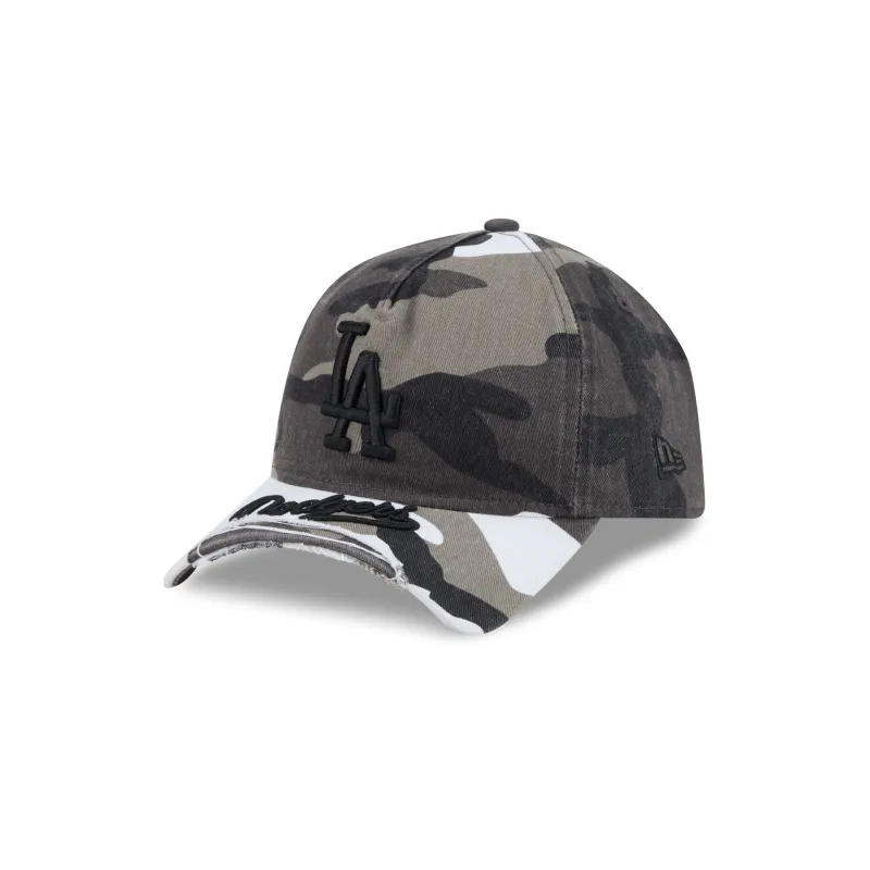 Los Angeles Dodgers Washed Camo 9FORTY A-Frame Unstructured Cut-Off Visor Snapback Hat made by New Era