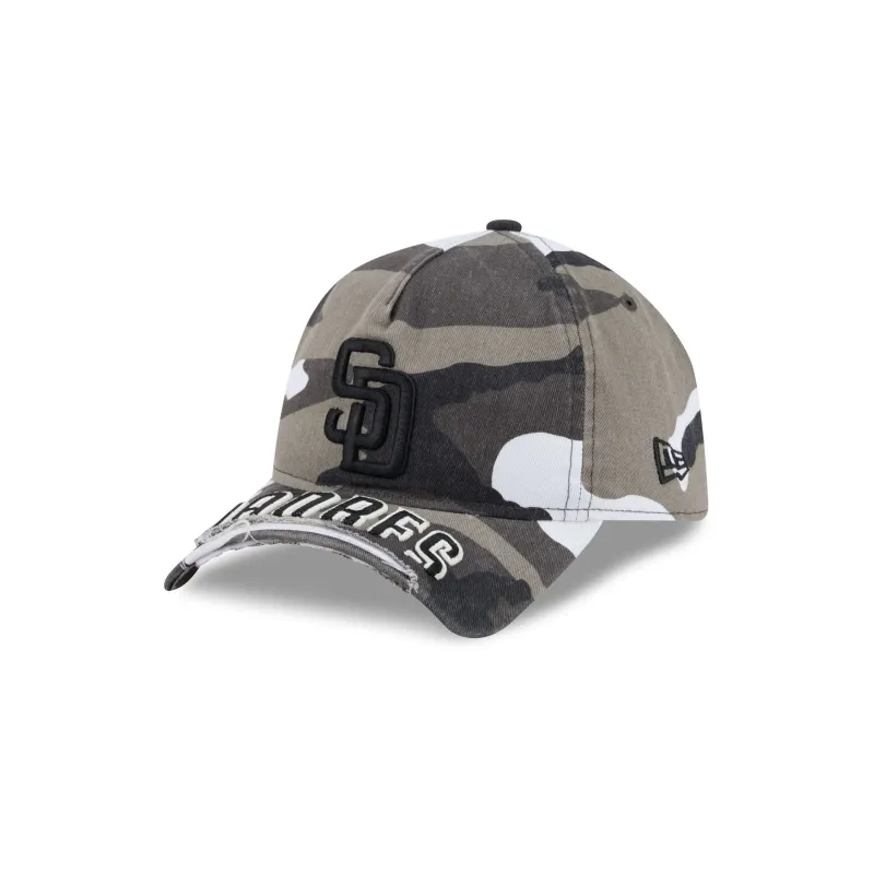 San Diego Padres Washed Camo 9FORTY A-Frame Unstructured Cut-Off Visor Snapback Hat made by New Era