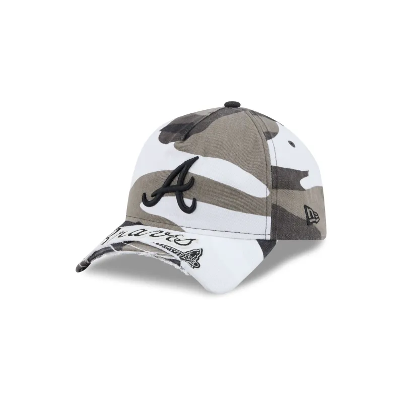 Atlanta Braves Washed Camo 9FORTY A-Frame Unstructured Cut-Off Visor Snapback Hat made by New Era