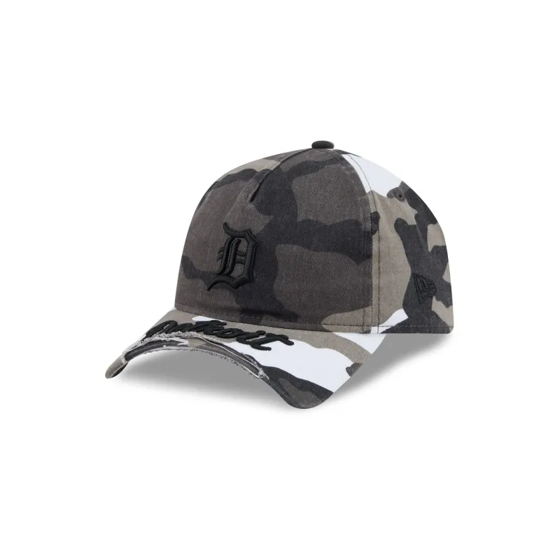 Detroit Tigers Washed Camo 9FORTY A-Frame Unstructured Cut-Off Visor Snapback Hat made by New Era