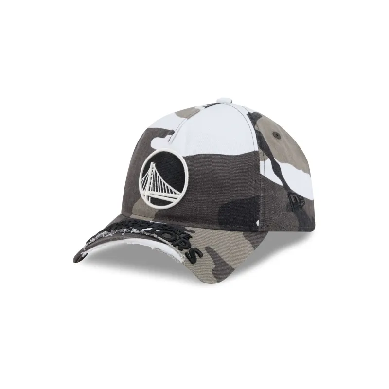 Golden State Warriors Washed Camo 9FORTY A-Frame Unstructured Cut-Off Visor Snapback Hat made by New Era