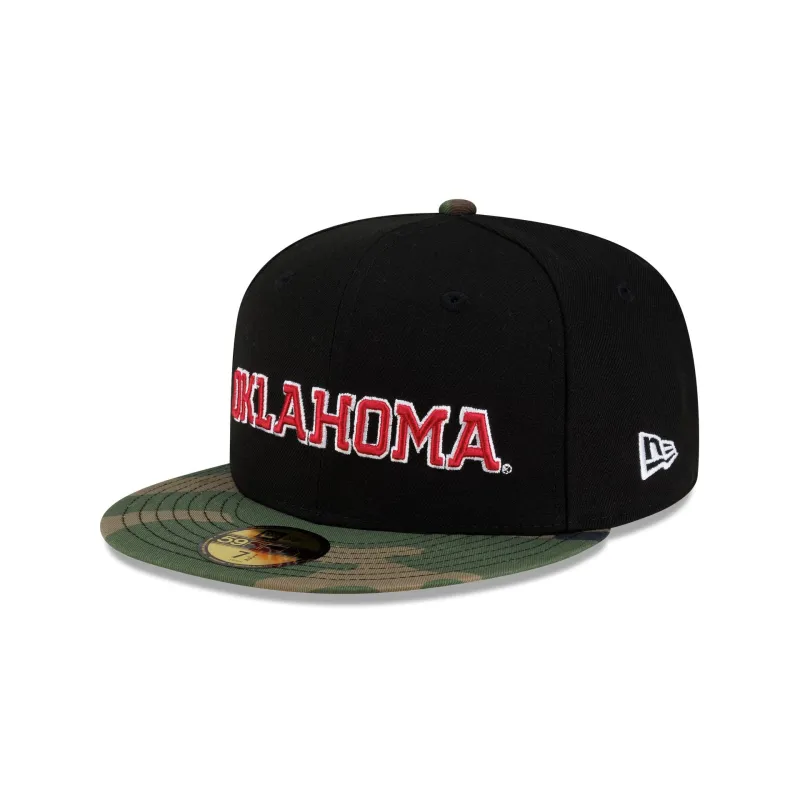 Oklahoma Sooners Black Woodland 59FIFTY Fitted Hat made by New Era
