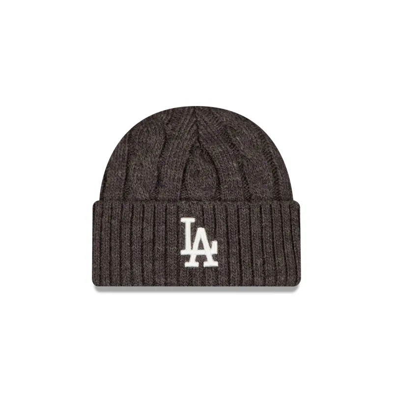 Los Angeles Dodgers Short Cuff Cable Knit Gray Beanie Hat made by New Era