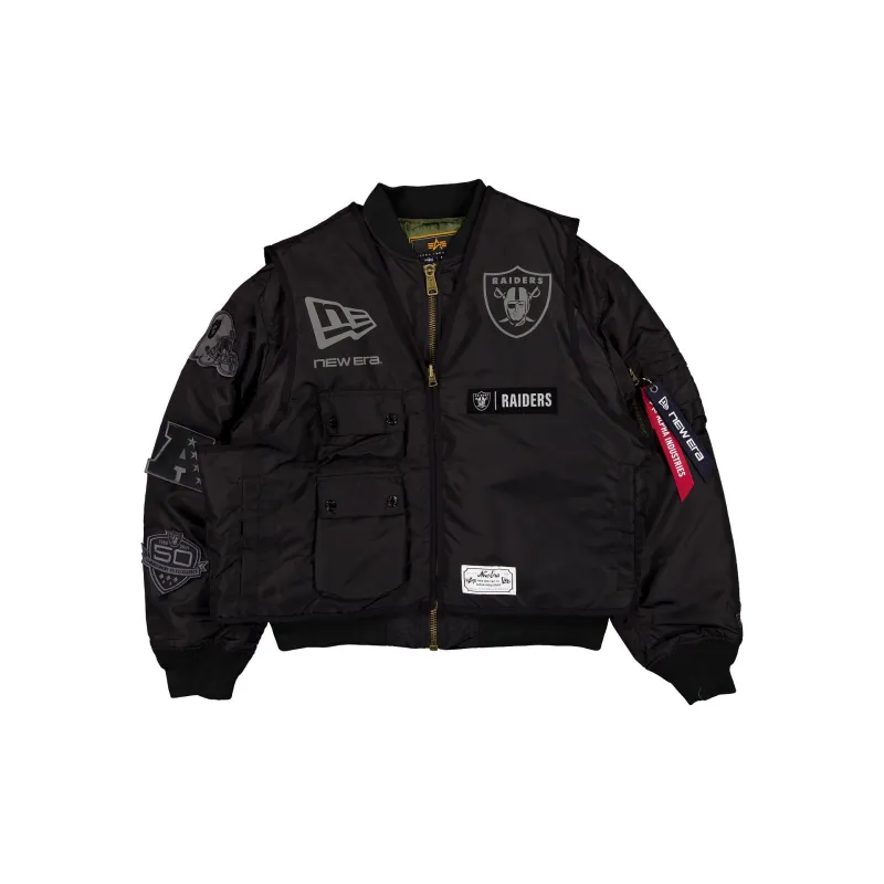 Alpha Industries x Las Vegas Raiders Black 2-in-1 MA-1 Flight Jacket + Vest made by New Era