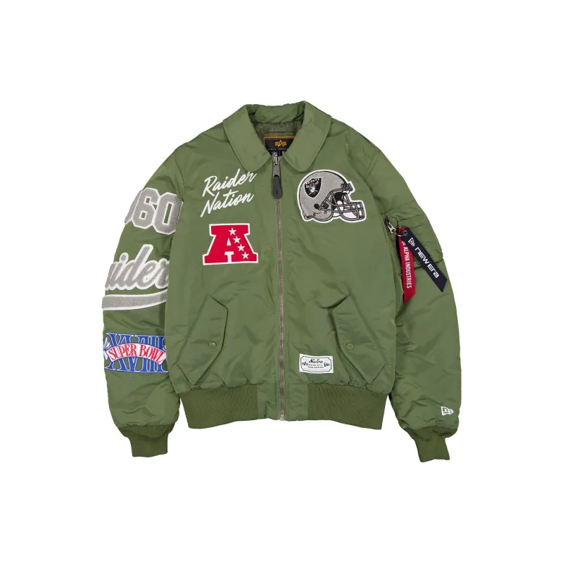 Alpha Industries x Las Vegas Raiders Sage Green MA-1 Flight Jacket made by New Era