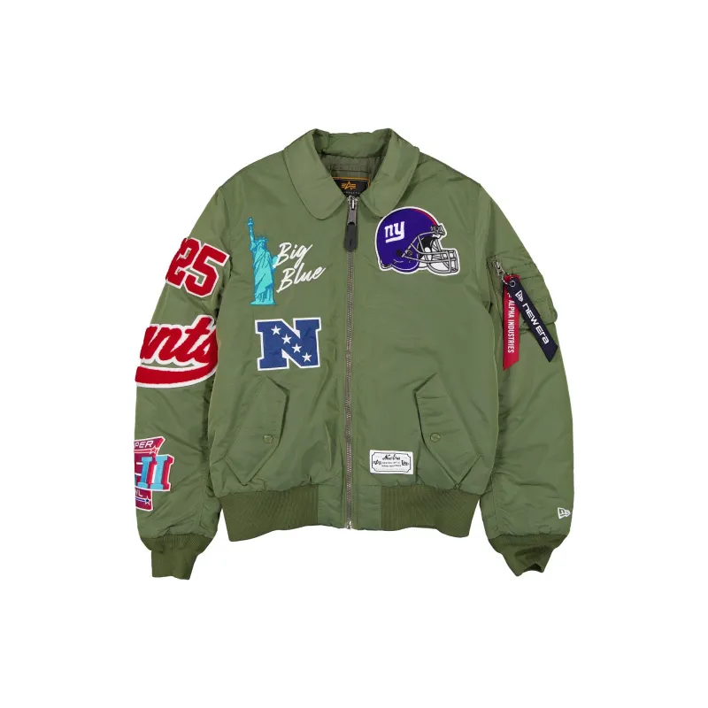 Alpha Industries x New York Giants Sage Green MA-1 Flight Jacket made by New Era