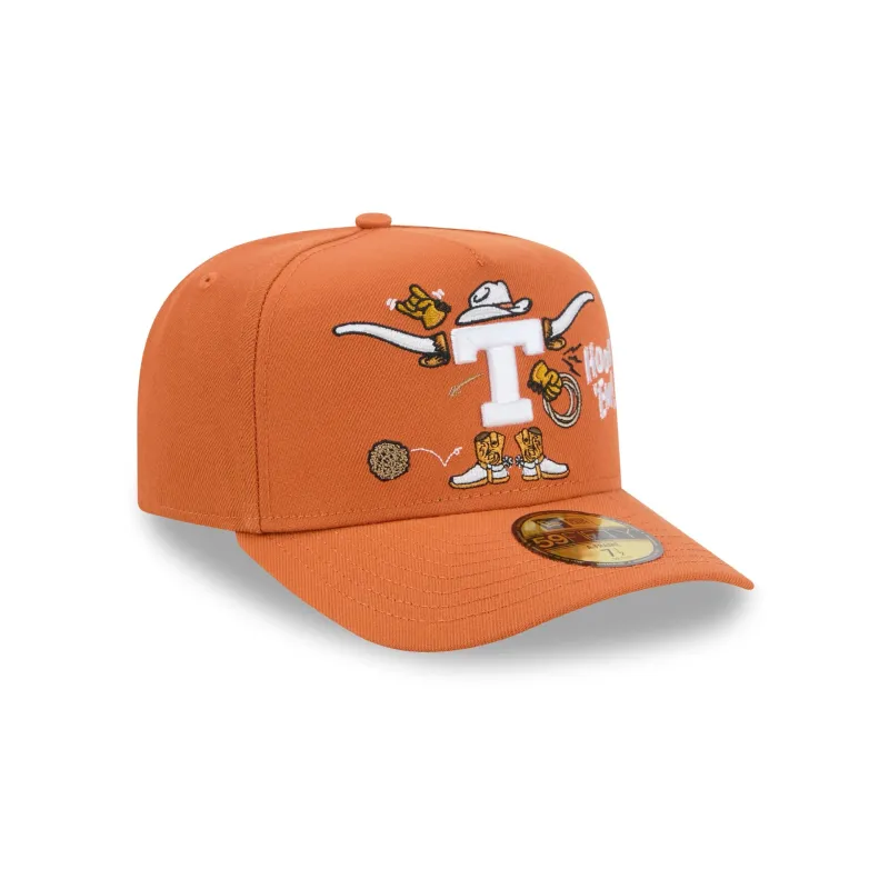 Texas Longhorns Cartoon 59FIFTY A-Frame Fitted Hat made by New Era