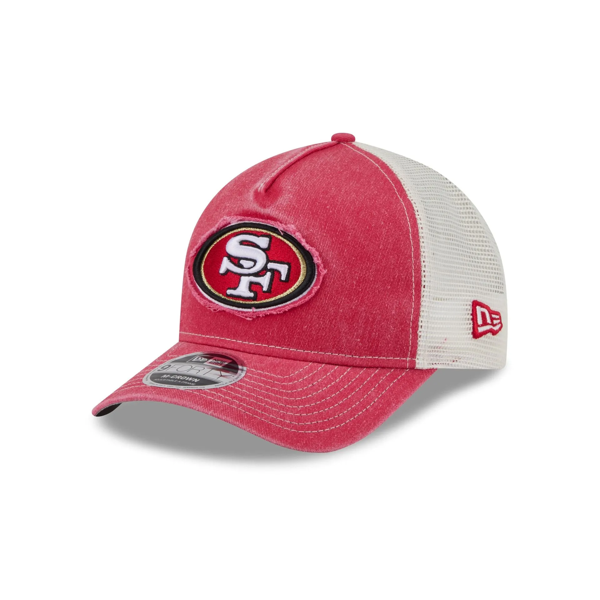 San Francisco 49ers Frayed Logo 9FORTY M-Crown A-Frame Trucker Hat sold by New Era