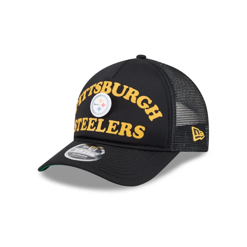 Pittsburgh Steelers Button 9FORTY M-Crown A-Frame Trucker Hat made by New Era