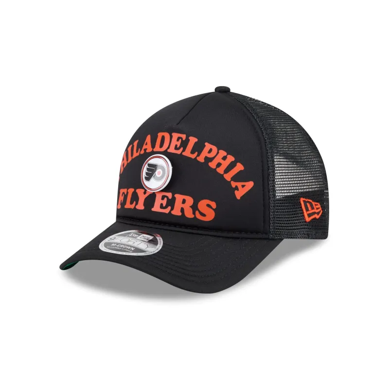 Philadelphia Flyers Button 9FORTY M-Crown A-Frame Trucker Hat made by New Era