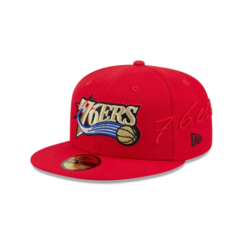 Philadelphia 76ers Side Script 59FIFTY Fitted Hat made by New Era
