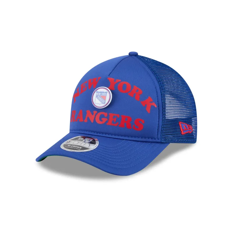 New York Rangers Button 9FORTY M-Crown A-Frame Trucker Hat made by New Era