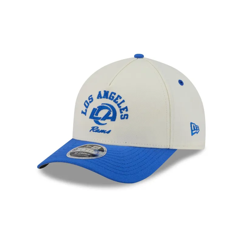 Los Angeles Rams Arched Graphic Chrome White 9FORTY M-Crown A-Frame Snapback Hat made by New Era