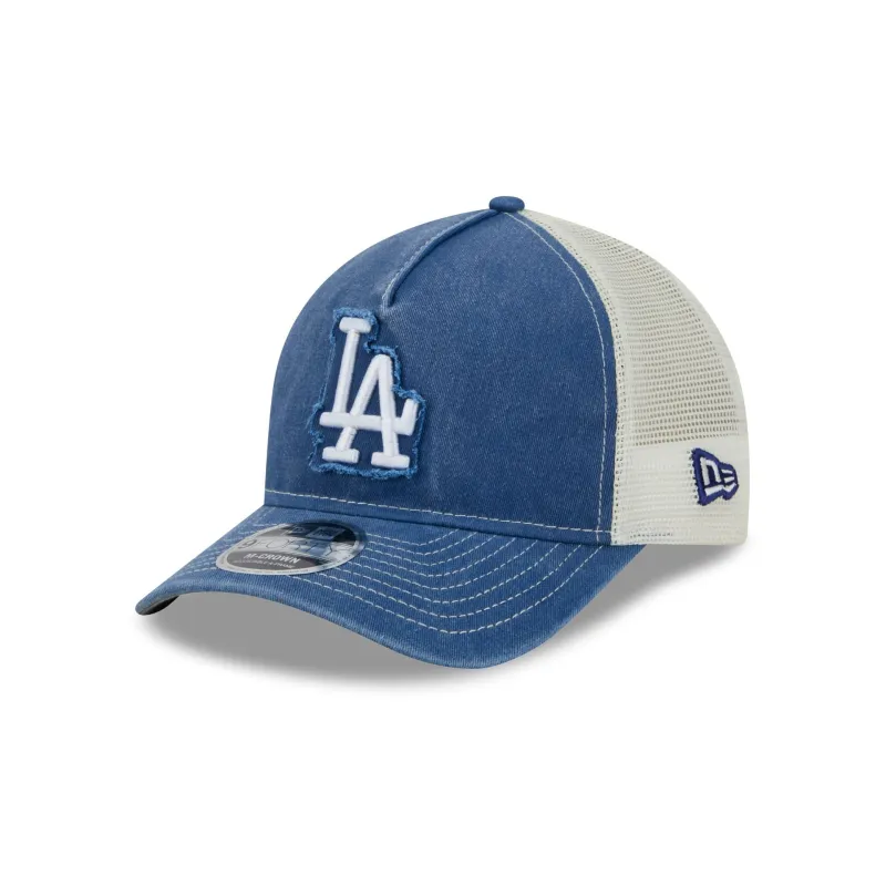 Los Angeles Dodgers Frayed Logo 9FORTY M-Crown A-Frame Trucker Hat made by New Era