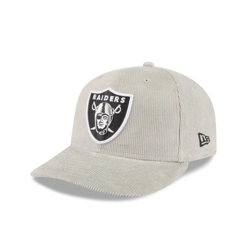 Las Vegas Raiders Light Gray Corduroy 59FIFTY Fitted Hat made by New Era