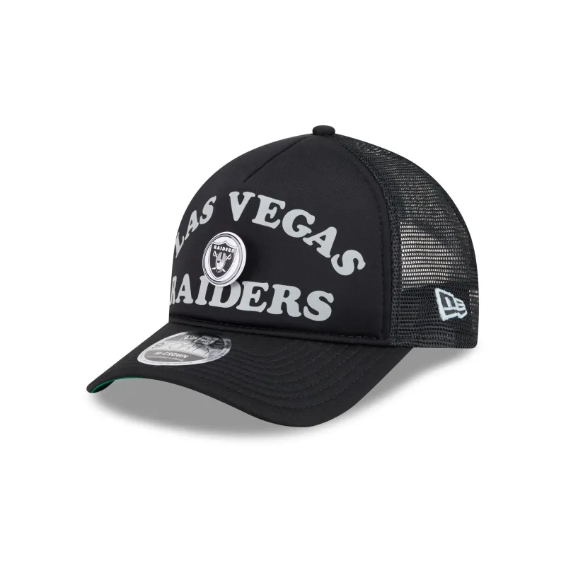 Las Vegas Raiders Button 9FORTY M-Crown A-Frame Trucker Hat made by New Era
