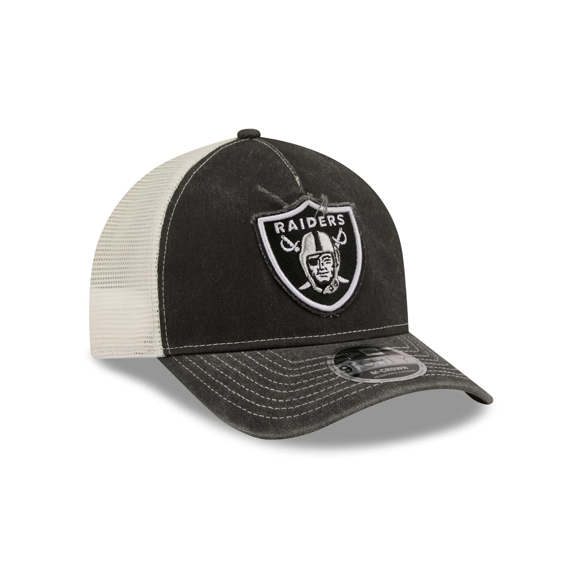 Las Vegas Raiders Frayed Logo 9FORTY M-Crown A-Frame Trucker Hat sold by New Era product image thumbnail 3