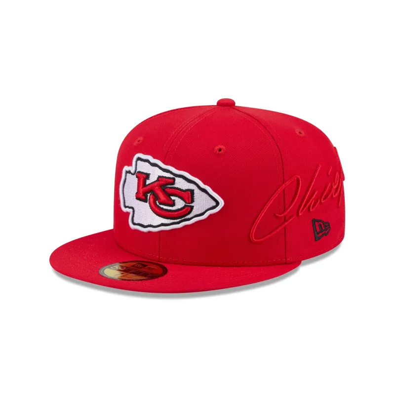 Kansas City Chiefs Side Script 59FIFTY Fitted Hat made by New Era