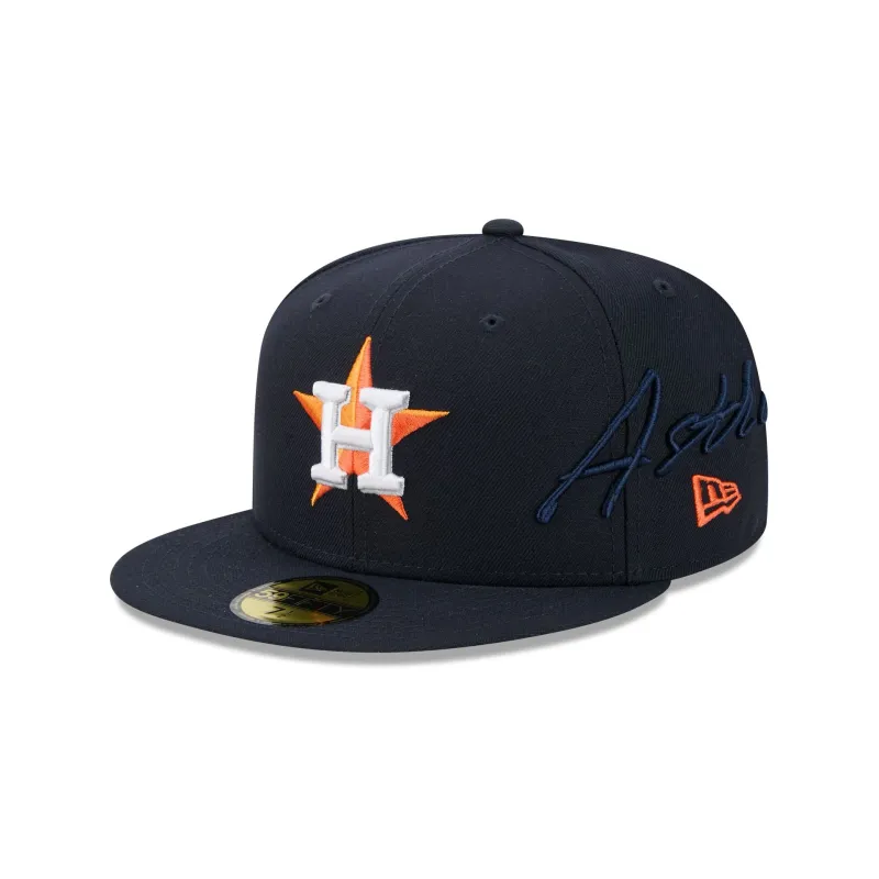 Houston Astros Side Script 59FIFTY Fitted Hat made by New Era
