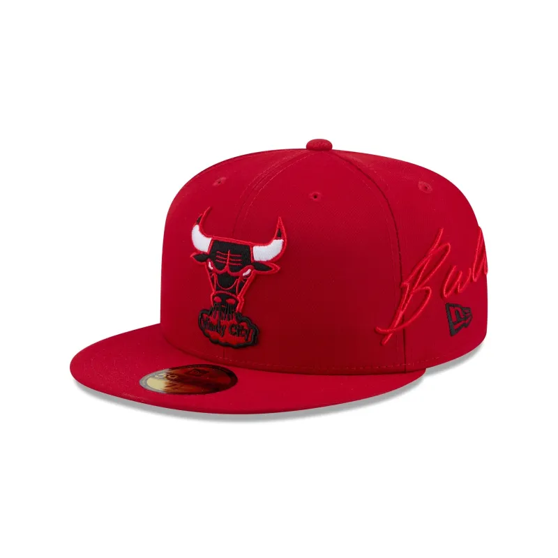 Chicago Bulls Side Script 59FIFTY Fitted Hat made by New Era