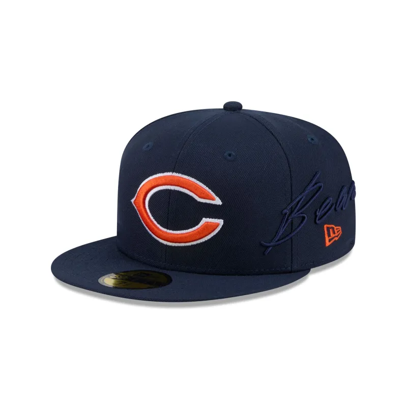 Chicago Bears Side Script 59FIFTY Fitted Hat made by New Era