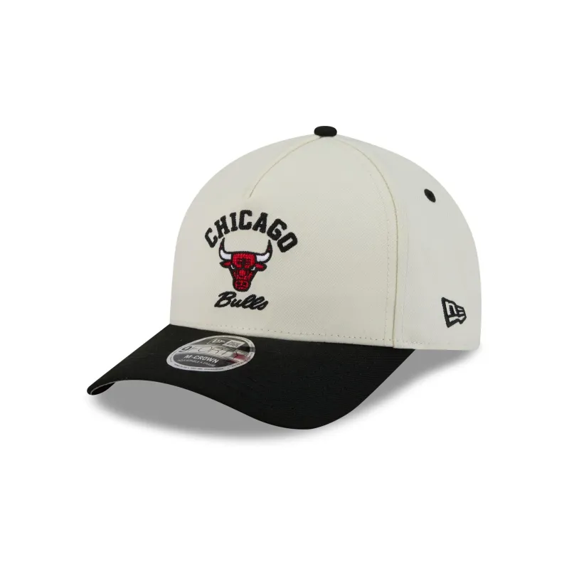 Chicago Bulls Arched Graphic Chrome White 9FORTY M-Crown A-Frame Snapback Hat made by New Era