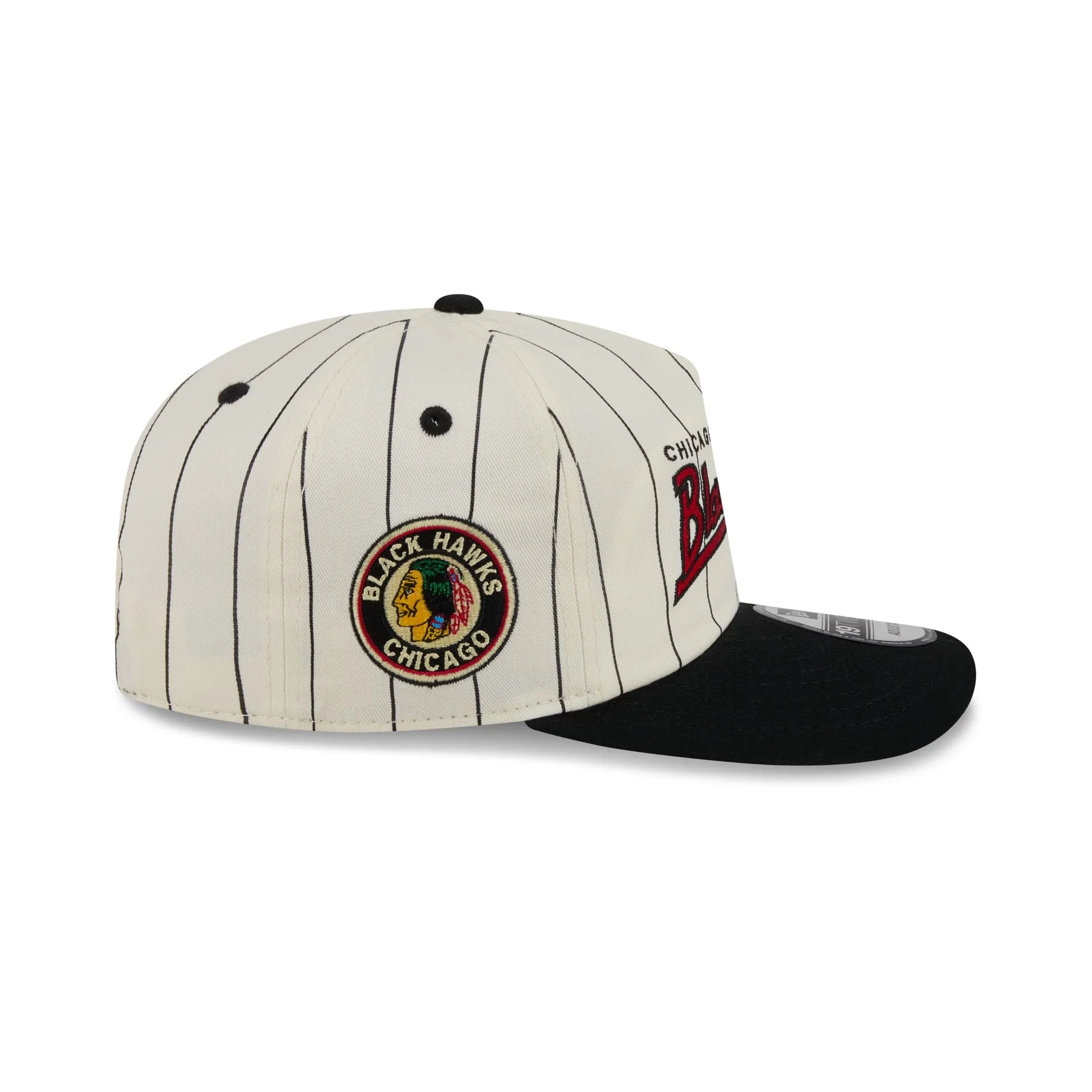Chicago Blackhawks Chrome White Pinstripe 19TWENTY Snapback Hat sold by New Era product image thumbnail 4