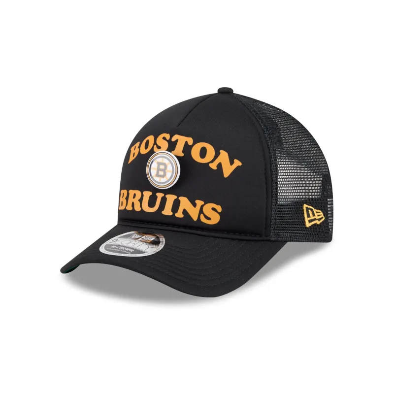 Boston Bruins Button 9FORTY M-Crown A-Frame Trucker Hat made by New Era